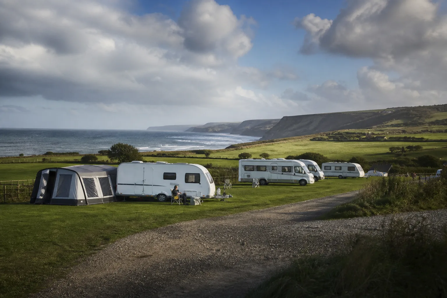 Touring pitches on a coastal farm between Whitby and Sandsend
